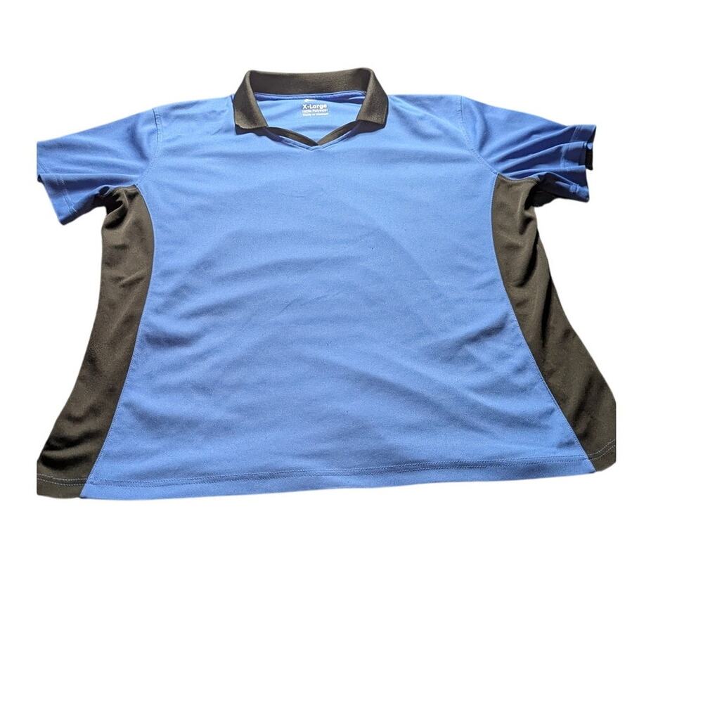 Culvers Woman's Size XL Blue Black Uniform Polo Work Short Sleeve V Neck